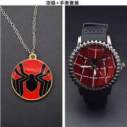 spider man anime watch+necklace set