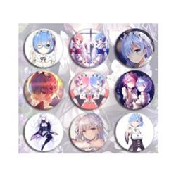 Re Zero Kara Hajimeru Isekai Seikatsu anime badge 9 pcs a set