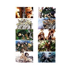 Attack On Titan anime crystal card stickers 8.7*5.5cm 10 pcs a set