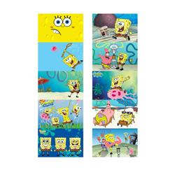 Spongbob anime crystal card stickers 8.7*5.5cm 10 pcs a set