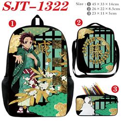 Demon slayer kimets anime backpack+ lunch bag+pencil bag