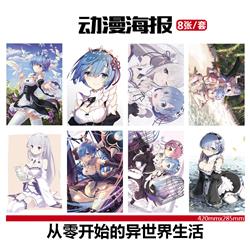 Re Zero Kara Hajimeru Isekai Seikatsu anime poster price for a set of 8 pcs