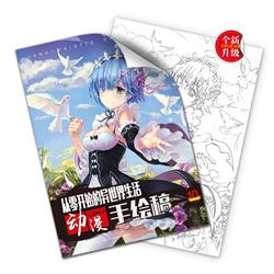 Re Zero Kara Hajimeru Isekai Seikatsu anime A4 hand drawn manuscript