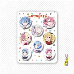 Re Zero Kara Hajimeru Isekai Seikatsu anime pin 32mm set