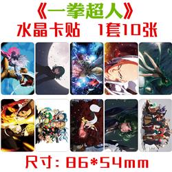 ONE PUNCH MAN anime crystal card sticker 10pcs a set