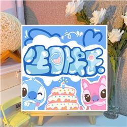 stitch anime DIY digital oil painting with frame(boxed)30*30cm