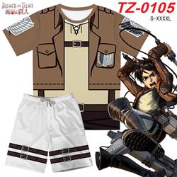 Attack on Titan anime T-shirt+shorts
