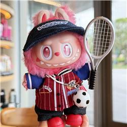 Labubu anime 17cm doll change clothes（clothes+hat+bag+shoes+racket）