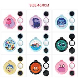 Inside out anime multi functional small mirror and comb 5 pcs a set