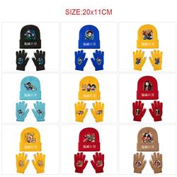 Demon slayer kimets anime hat and glove set