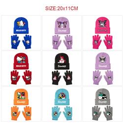 Kuromi anime hat and glove set