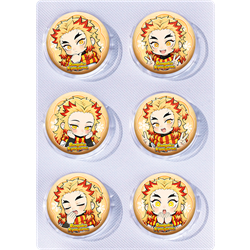Demon slayer kimets anime pin 6pcs a set 25mm
