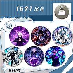 Jujutsu Kaisen anime bottle opener pin 58mm 6pcs a set