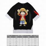 One Piece Luffy-7 black Loose cotton fake two shor