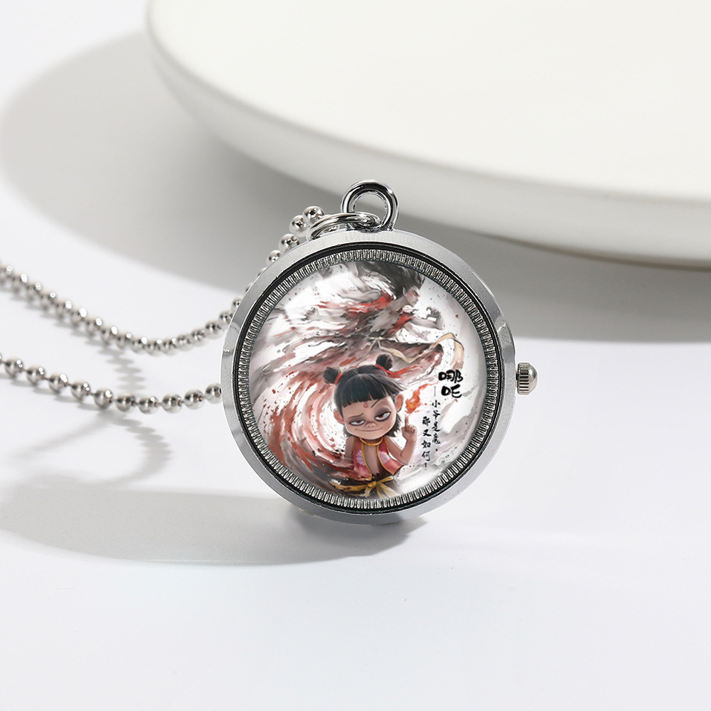 Ne zha anime rotating pocket watch