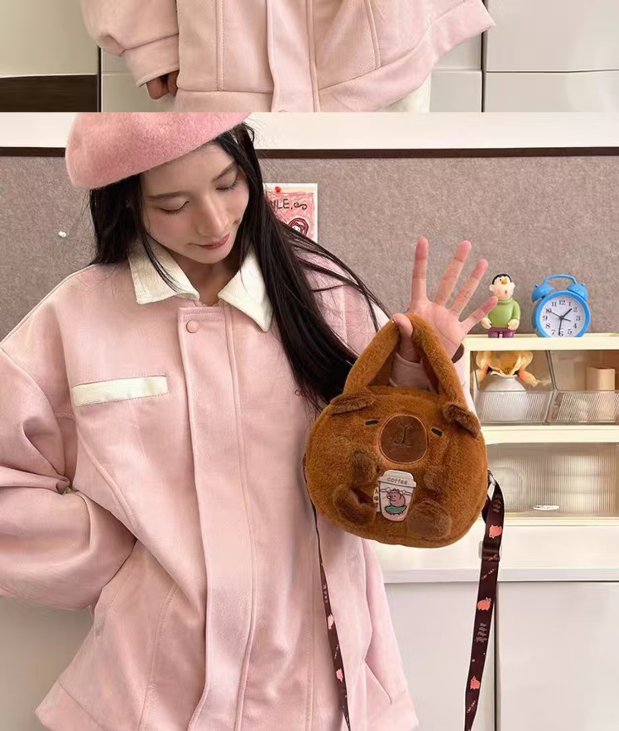 Capybara anime plush shoulder bag 21*18*7cm