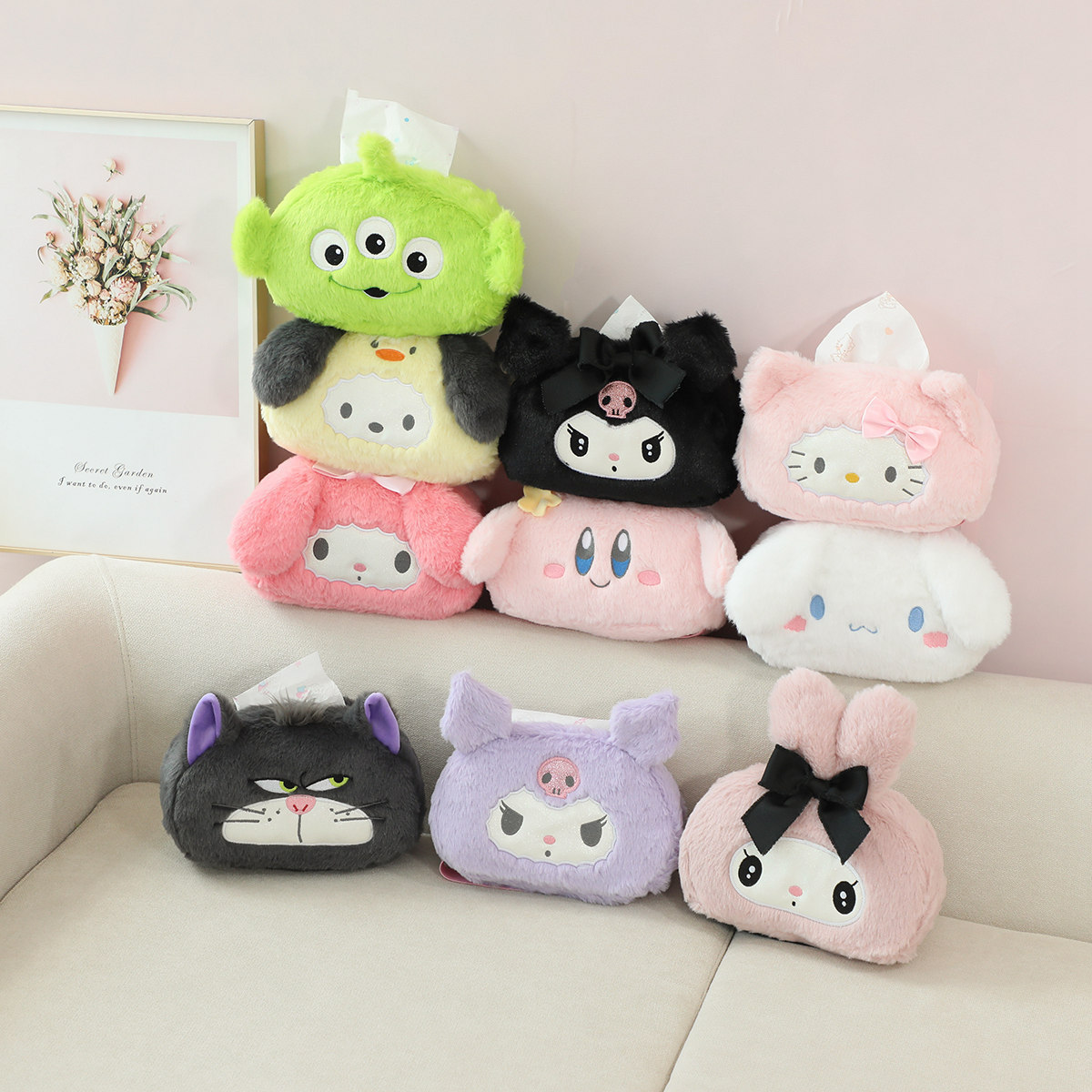 Kuromi anime Plush tissue box 21*14*9cm