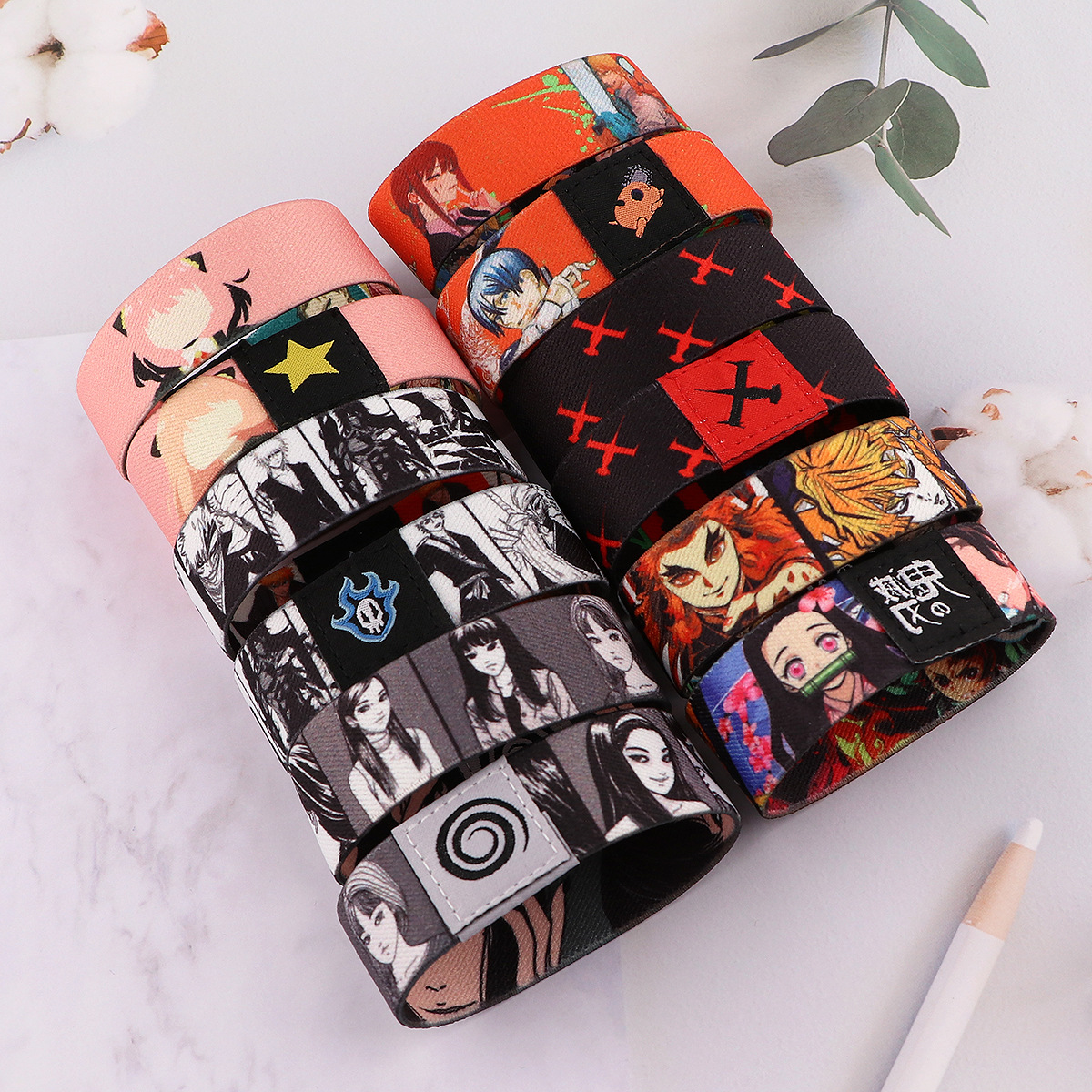 Demon slayer kimets anime elastic wrist strap 5pcs a set