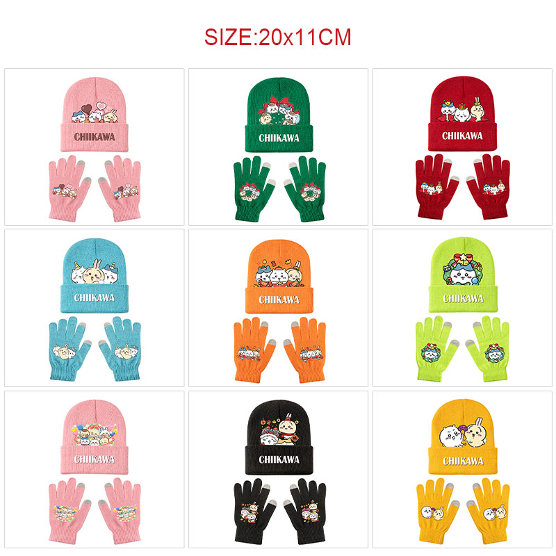 Chiikawa anime hat and glove set