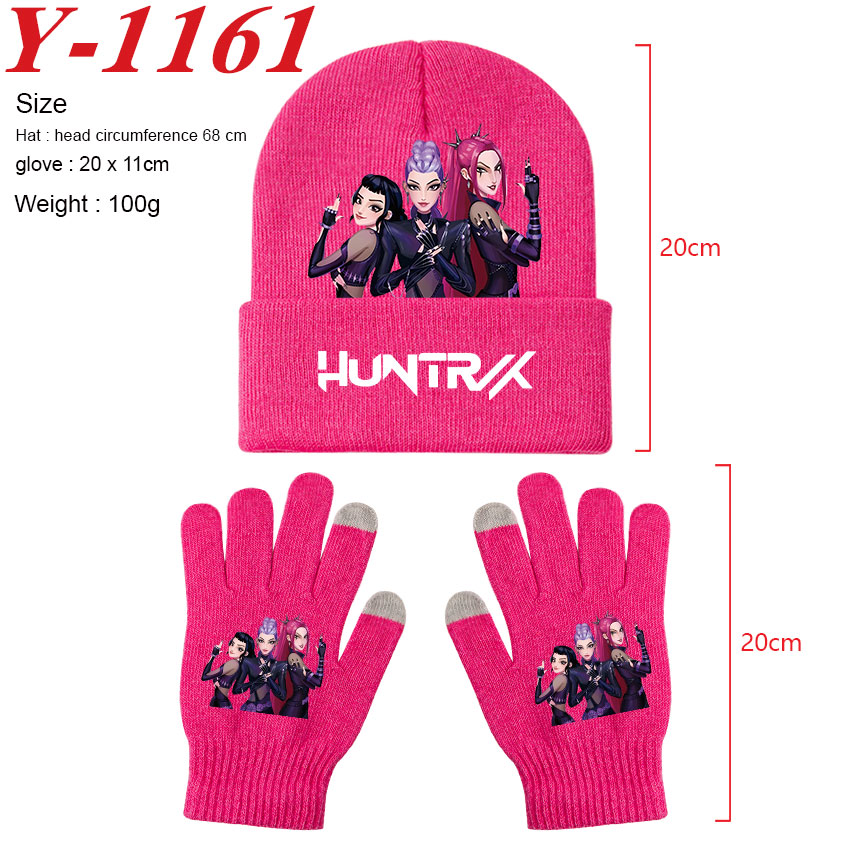 Kpop demon hunters anime hat and glove set