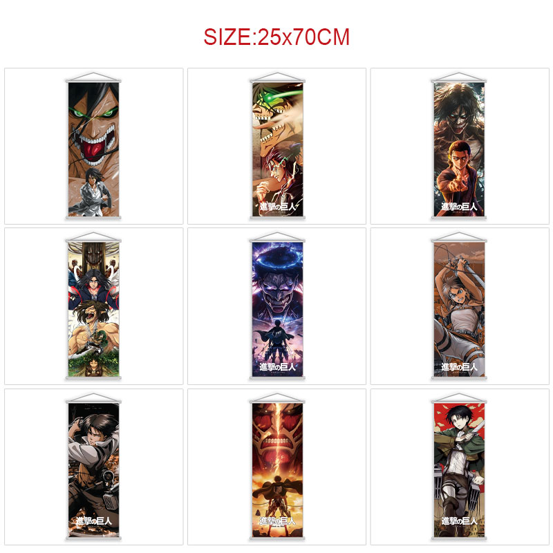 Attack on Titan anime wallscroll 25*70cm price for 5 pcs