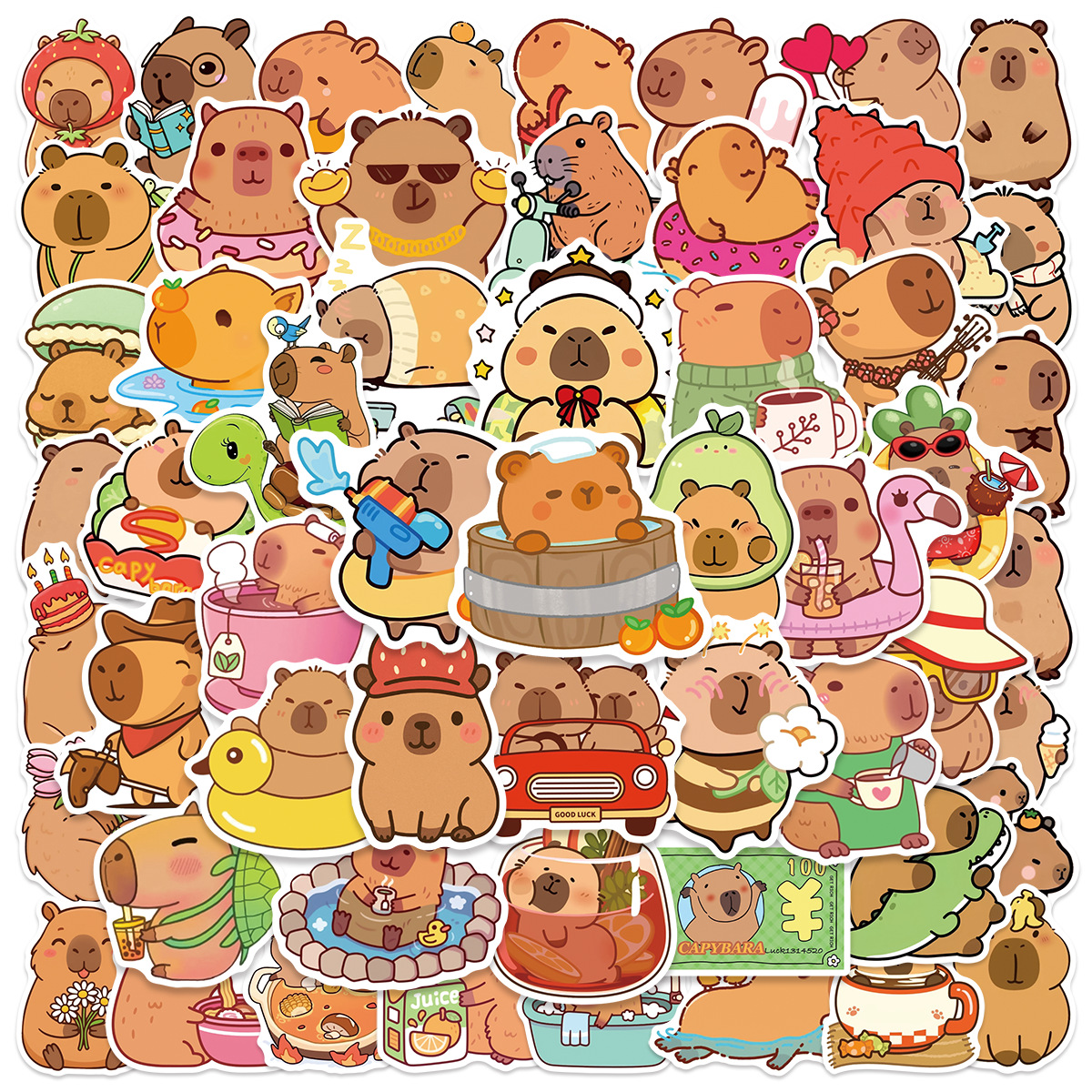 Capybara anime waterproof stickers 60pcs a set