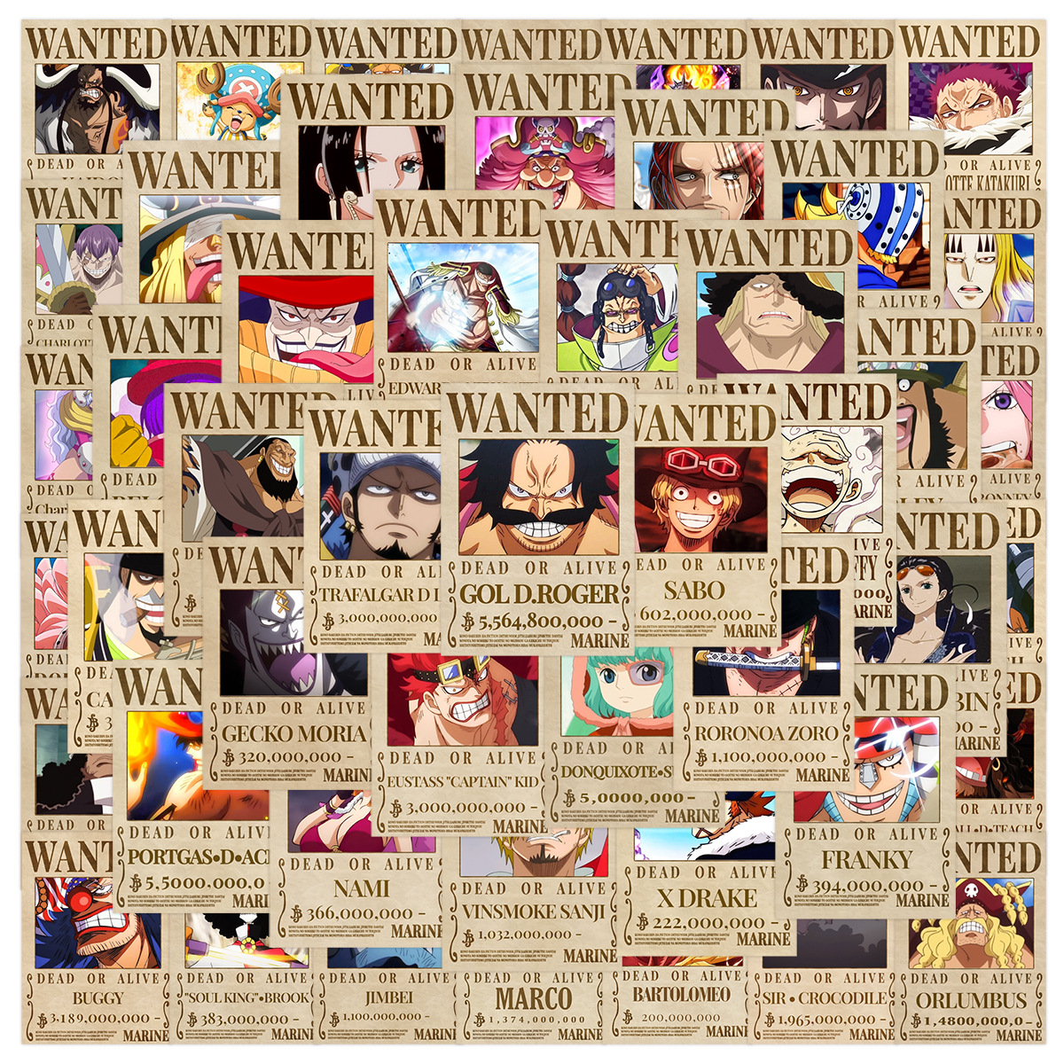 One Piece anime waterproof stickers 50pcs a set