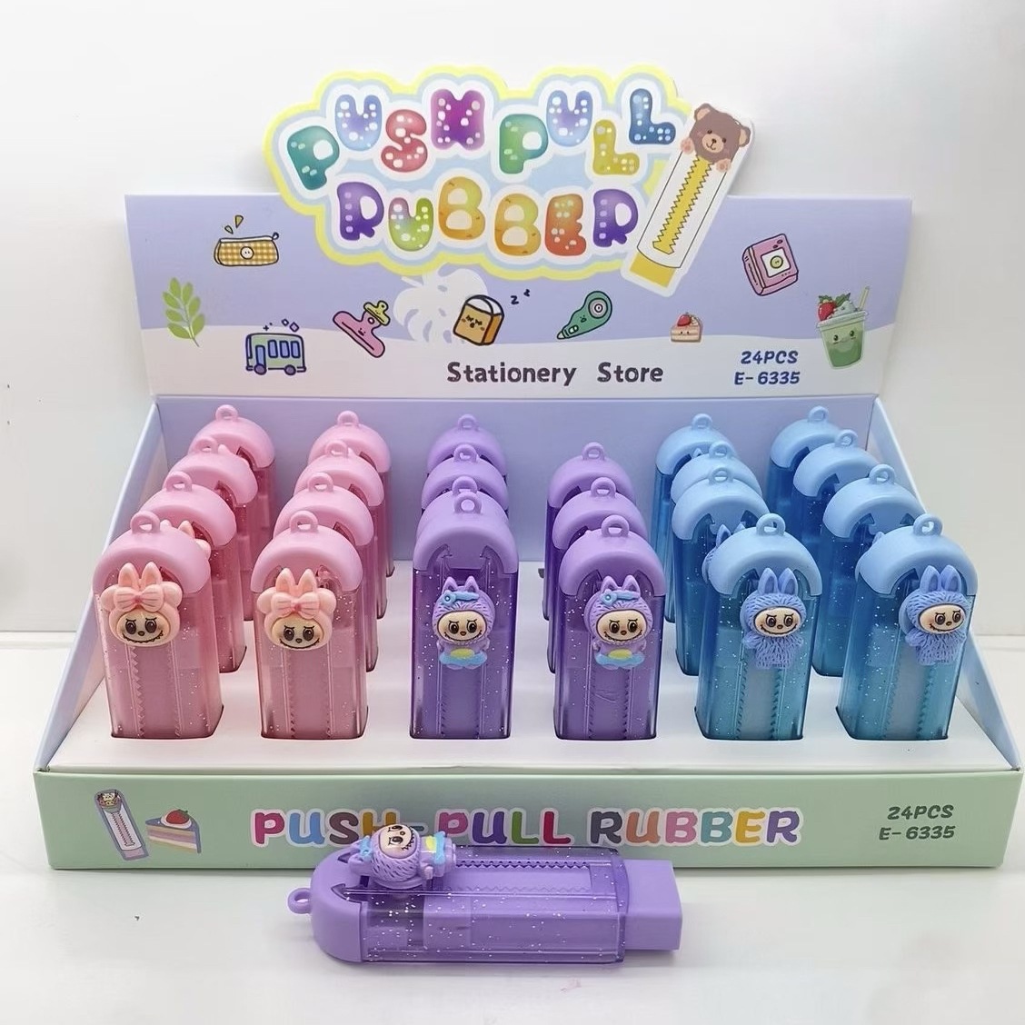 Labubu anime eraser 24pcs a set