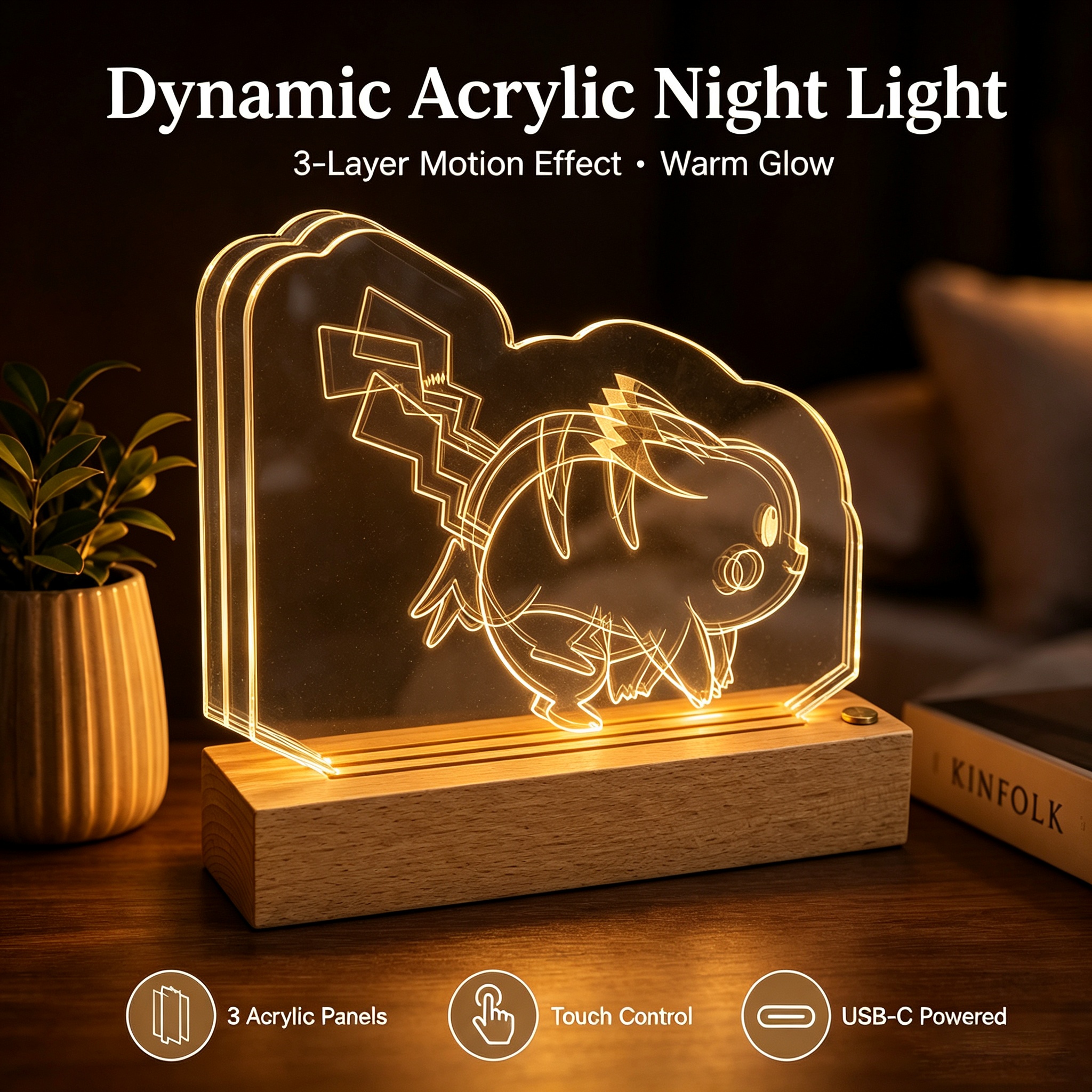 pokemon anime dynamic acrylic night light