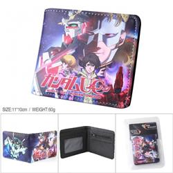 Gundam PU full color silk screen two fold short card bag wallet purse