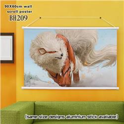 Pokemon White Plastic rod Cloth painting Wall Scroll 60X90CM BH209