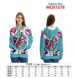 Hatsune Miku Full color zipper hooded Patch pocket Coat Hoodie 9 sizes from XXS to 4XL MQX1078