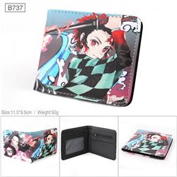 Demon Slayer Kimets Full color PU twill two fold short wallet B737