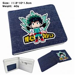 My Hero Academia Deku Digital printed denim bi-fold wallet 11.5X10X1.5CM 40G