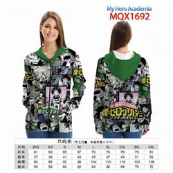 My Hero Academia Full color zipper hooded Patch pocket Coat Hoodie 9 sizes from XXS to 4XL MQX 1692
