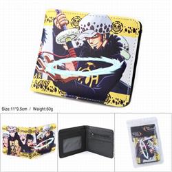 One Piece Trafalgar Law Full color silk screen two fold short card bag wallet purse