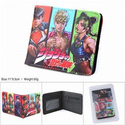JoJos Bizarre Adventure Full color silk screen two fold short card bag wallet purse