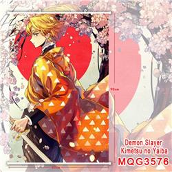Demon Slayer Kimets White Plastic rod Cloth painting Wall Scroll 60X90CM MQG3576