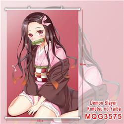 Demon Slayer Kimets White Plastic rod Cloth painting Wall Scroll 60X90CM MQG3575