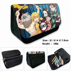 Demon Slayer Kimets-5B Anime double layer multifunctional canvas pencil bag wallet 21X14X7.5CM 100G