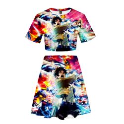 attack on titan anime 3d printed tshirt set