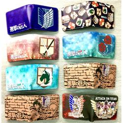 8 Styles Attack on Titan/Shingeki No Kyojin Colorful Coin Purse Bifold PU Anime Short Wallet