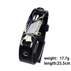 attack on titan anime leather bracelet