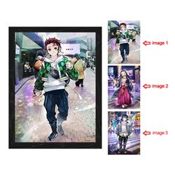 demon slayer kimets anime 3d poster painting with frame 29.5*39.5cm