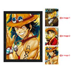 one piece anime 3d poster painting with frame 29.5*39.5cm