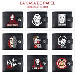 La casa de papel anime two fold short card bag wallet purse 22.5*13.5cm