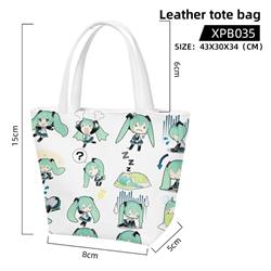 Hatsune Miku anime leather tote bag