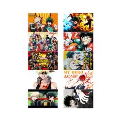 My Hero Academia anime crystal card stickers 8.7*5.5cm 10 pcs a set